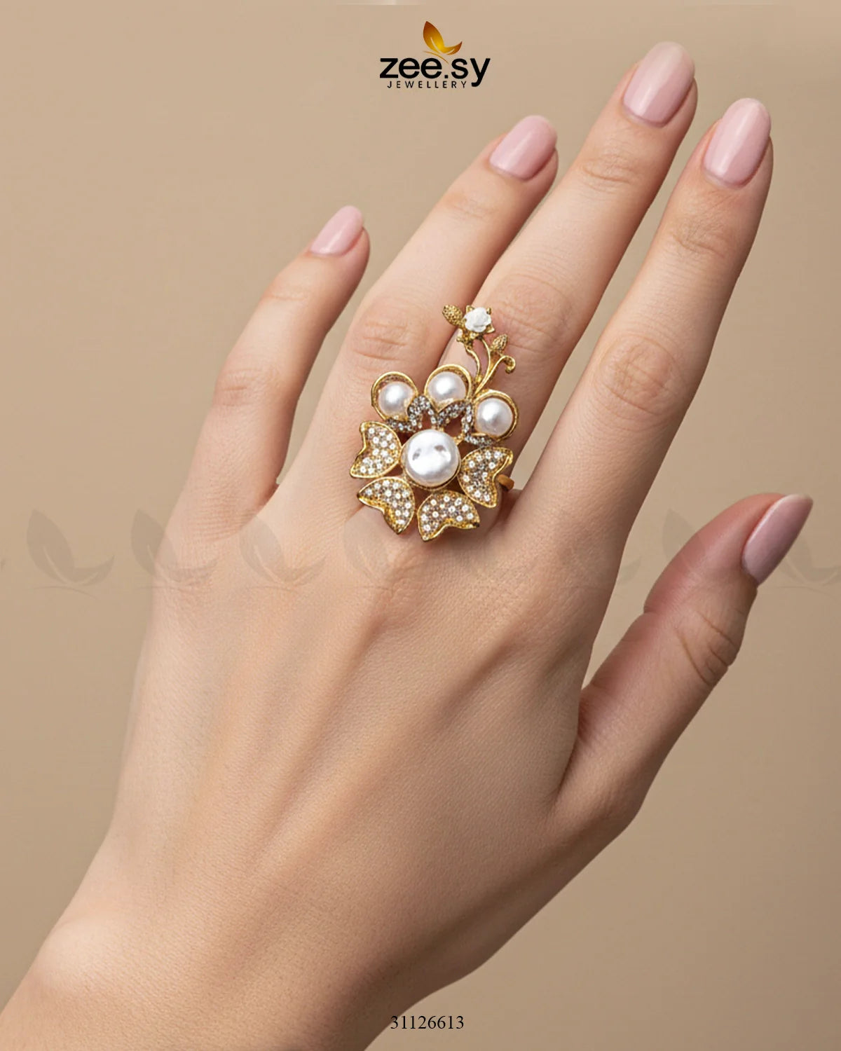 Daisy Floral Mother Pearl Ring - Zeesy Jewellery