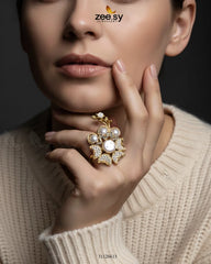 Daisy Floral Mother Pearl Ring - Zeesy Jewellery