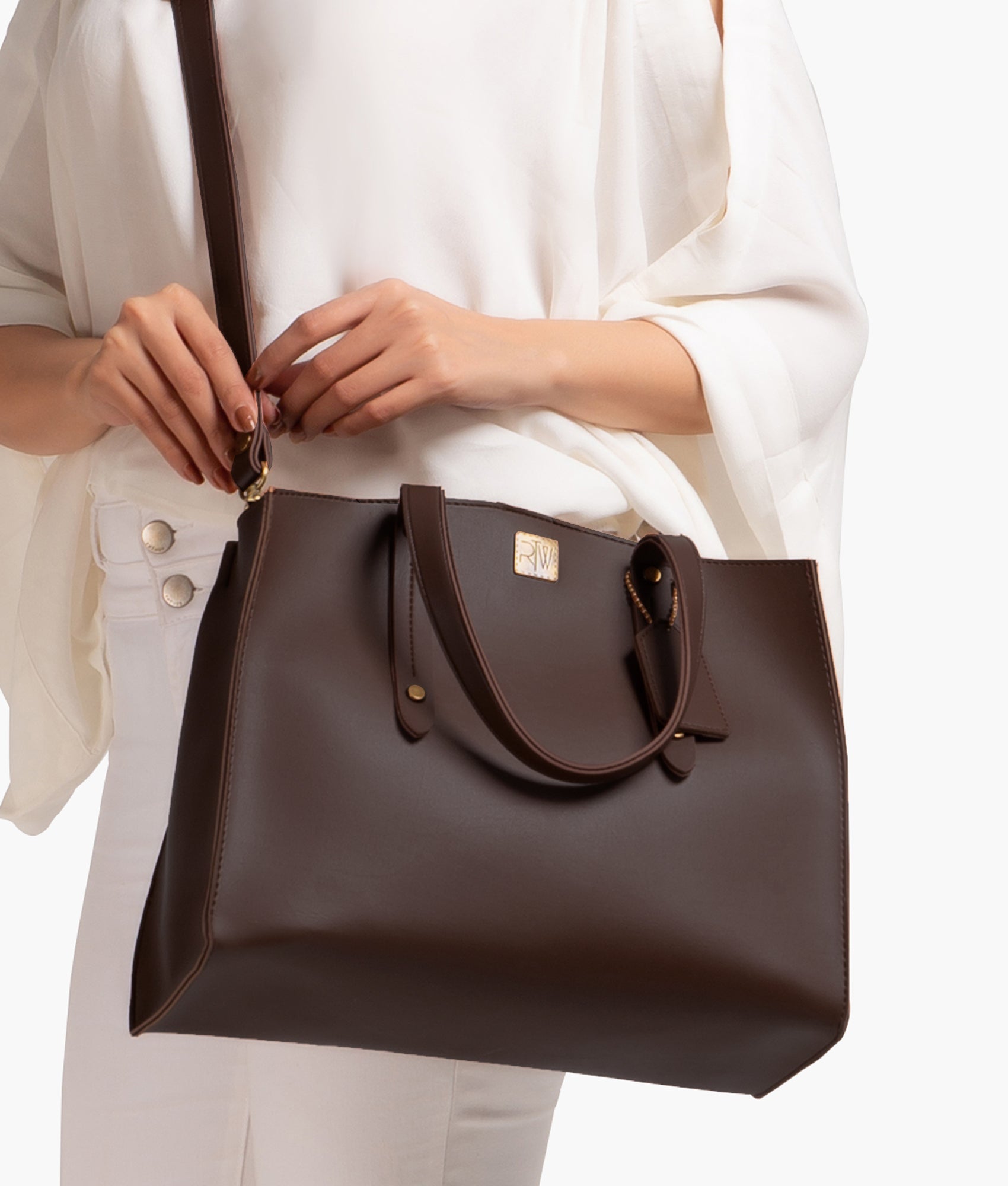 RTW Creation - Dark brown multi compartment satchel bag