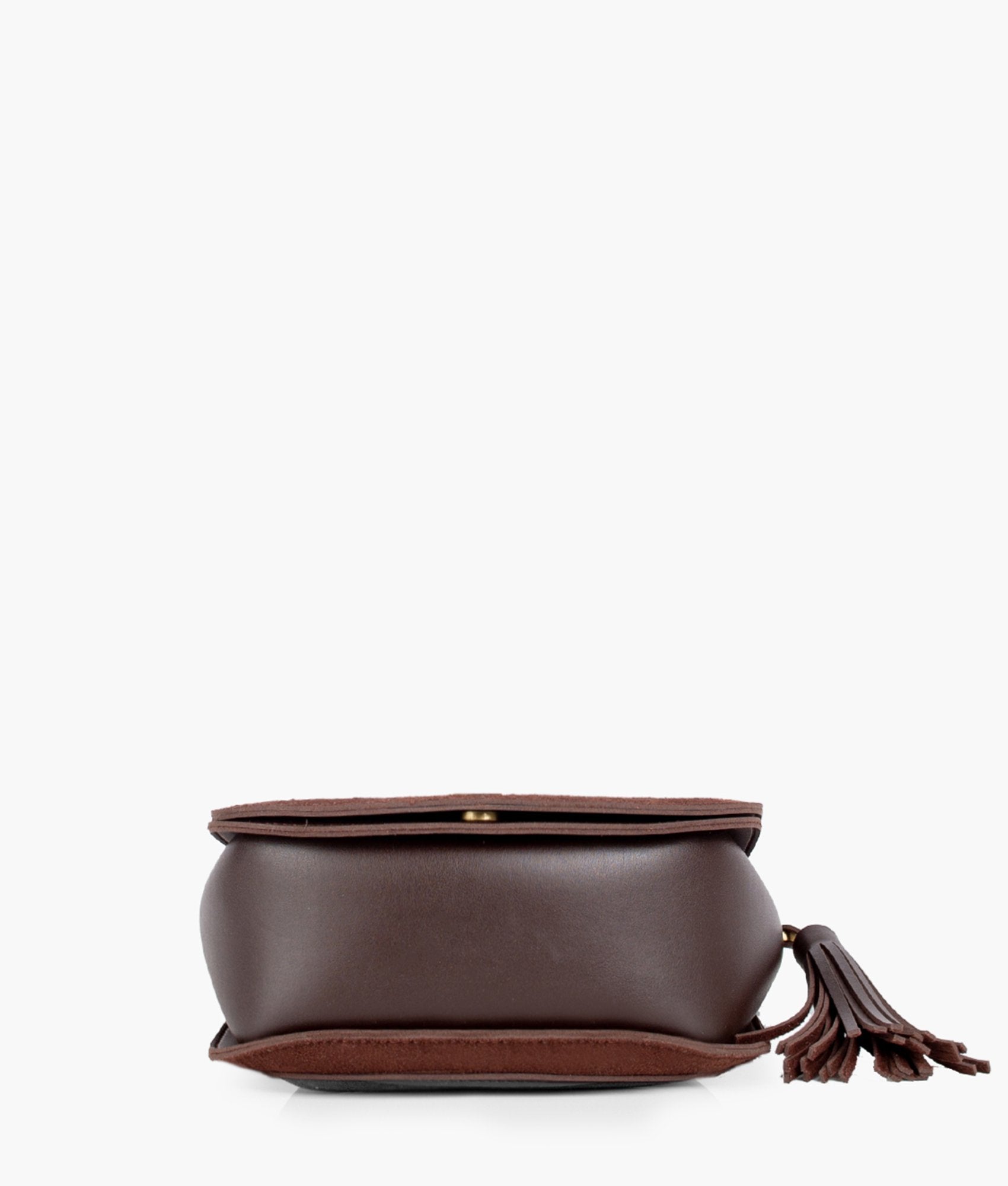 RTW Creation - Dark brown suede foldover saddle bag