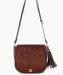 RTW Creation - Dark brown suede foldover saddle bag