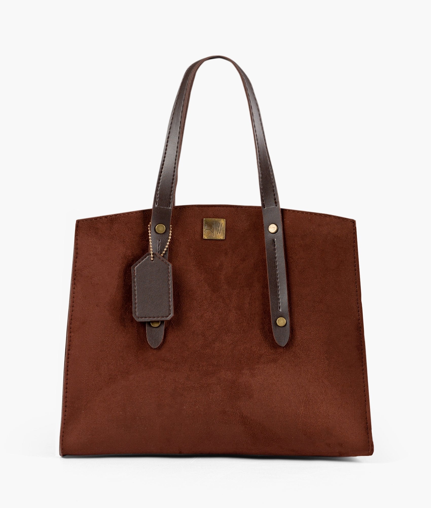 RTW Creation - Dark brown suede multi compartment satchel bag