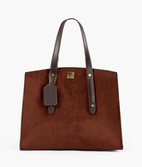 RTW Creation - Dark brown suede multi compartment satchel bag