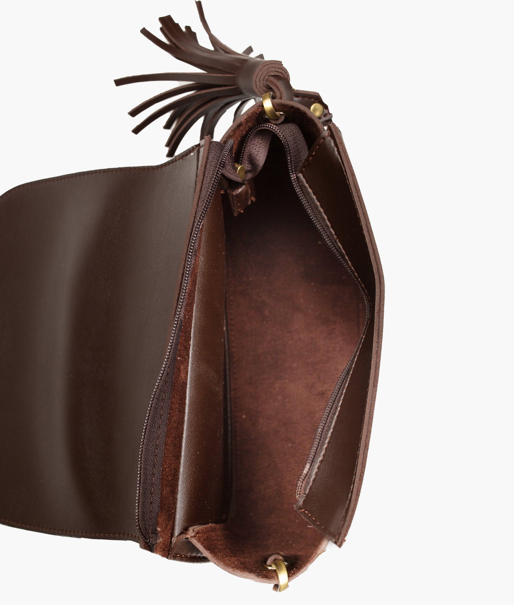 RTW Creation - Dark brown suede foldover saddle bag