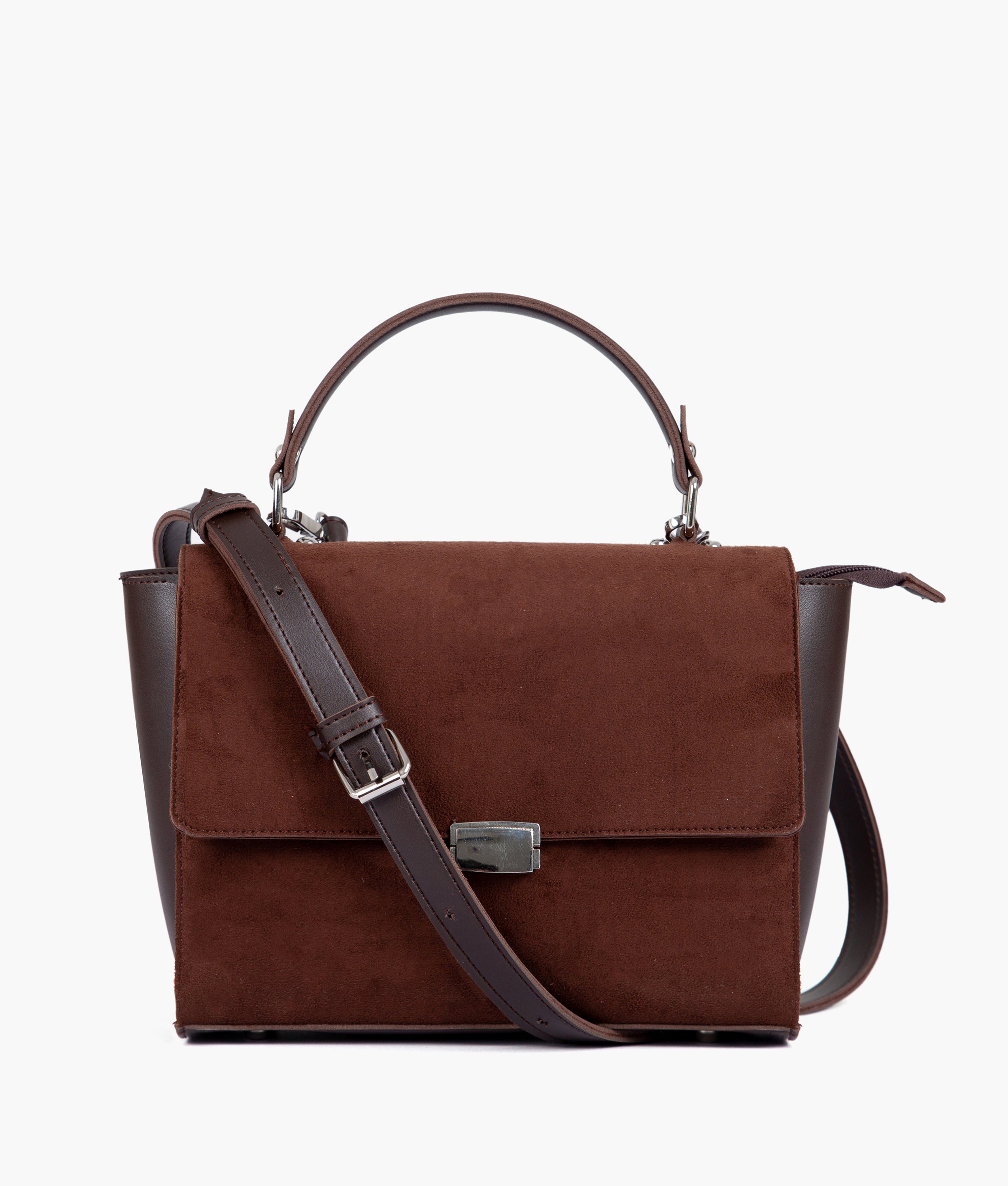 RTW Creation - Dark brown suede mini messenger bag