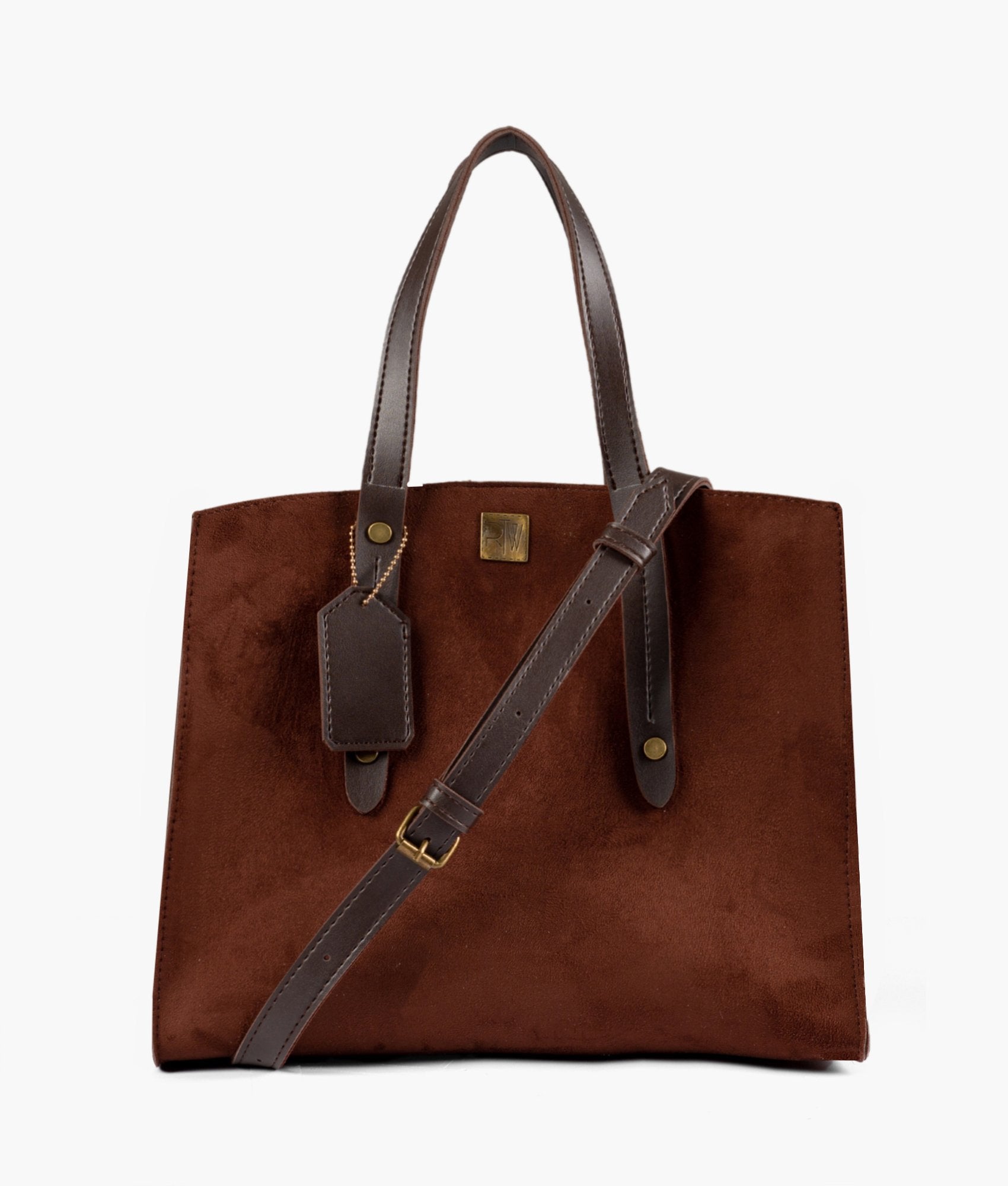 RTW Creation - Dark brown suede multi compartment satchel bag