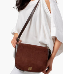 RTW Creation - Dark brown suede foldover saddle bag