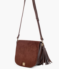 RTW Creation - Dark brown suede foldover saddle bag