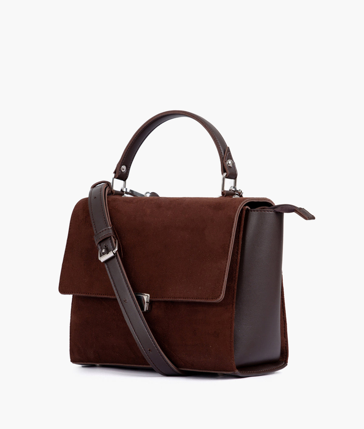 RTW Creation - Dark brown suede mini messenger bag