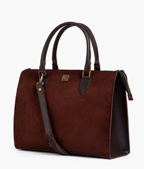 RTW Creation - Dark brown suede workplace handbag