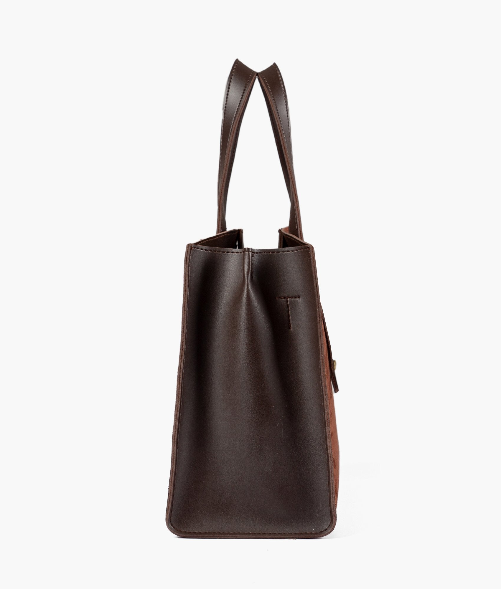 RTW Creation - Dark brown suede multi compartment satchel bag