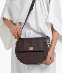 RTW Creation - Dark brown crocodile saddle bag