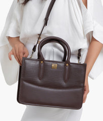 RTW Creation - Dark brown crocodile satchel bag