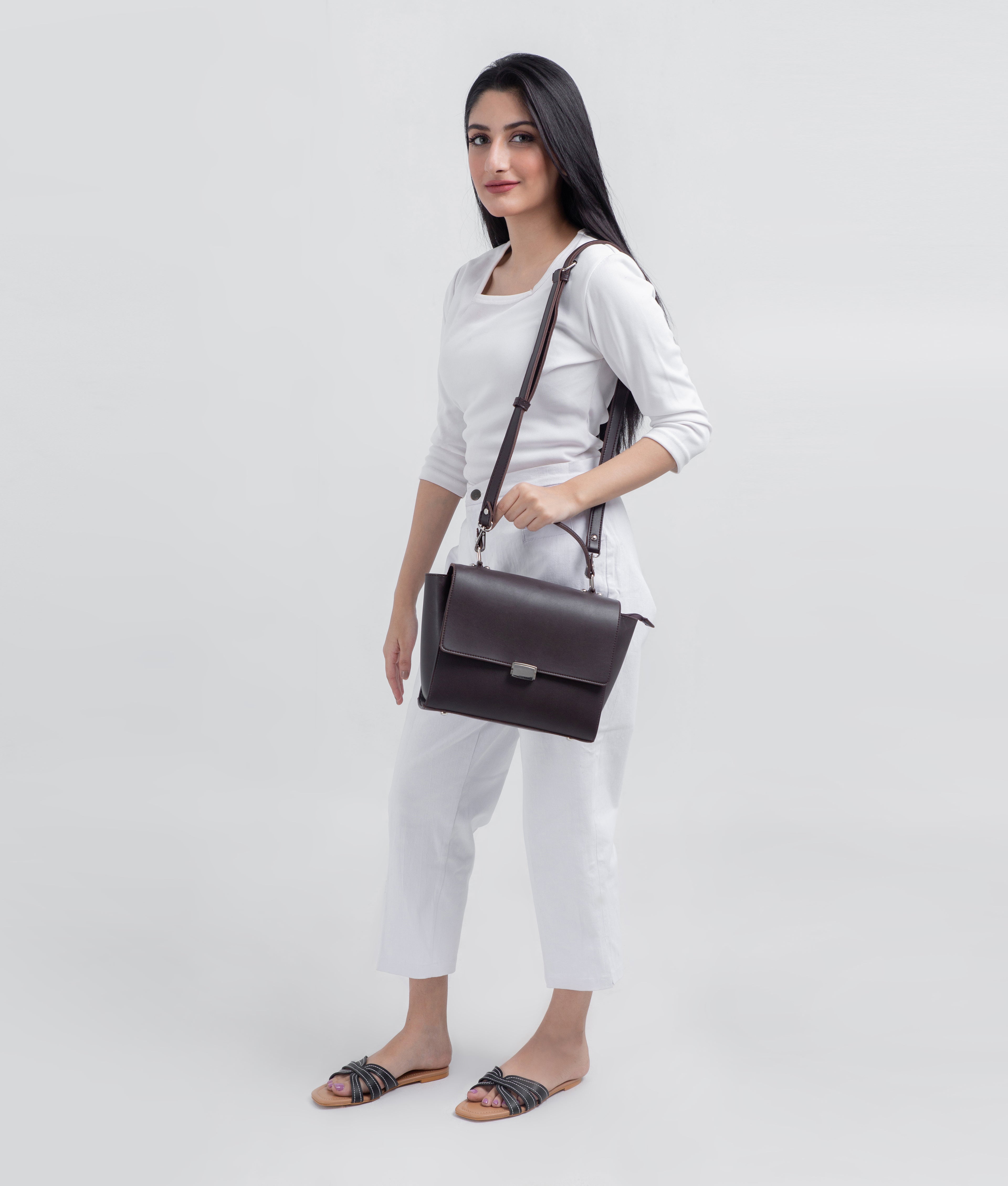 RTW Creation - Dark brown mini messenger bag