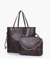 RTW Creation - Dark brown crocodile neverfull two piece set