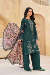 Qurb Stitched 3 Piece Winter Collection'2025-Deep Forest