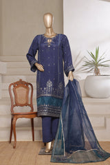 Khombi Stitched 3 Piece Raw Silk Formals Suit-Delight-Blue