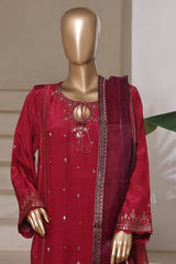 Khombi Stitched 3 Piece Raw Silk Formals Suit-Delight-Red