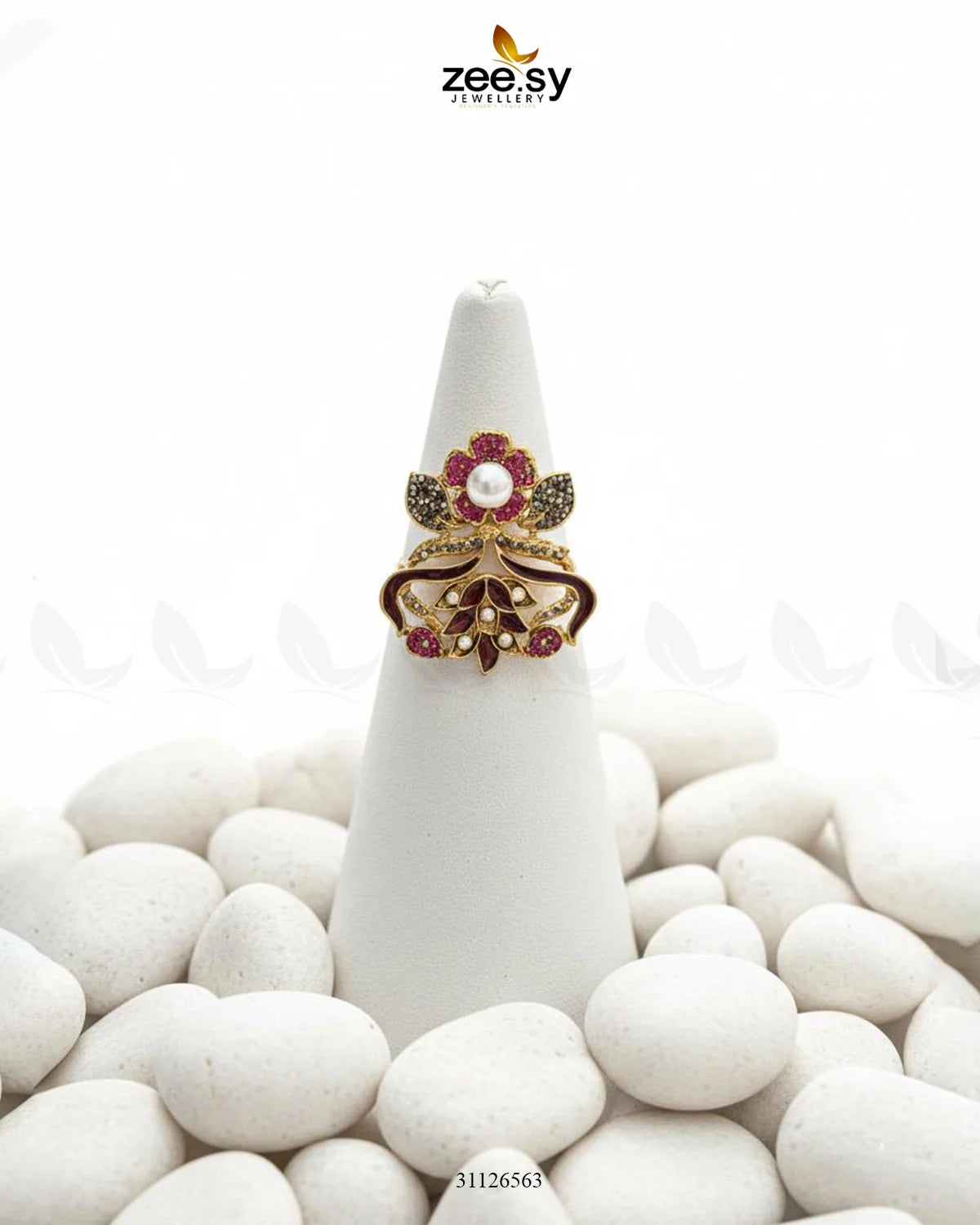 Delightful Floral Crystal Pave Ring - Zeesy Jewellery