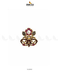 Delightful Floral Crystal Pave Ring - Zeesy Jewellery