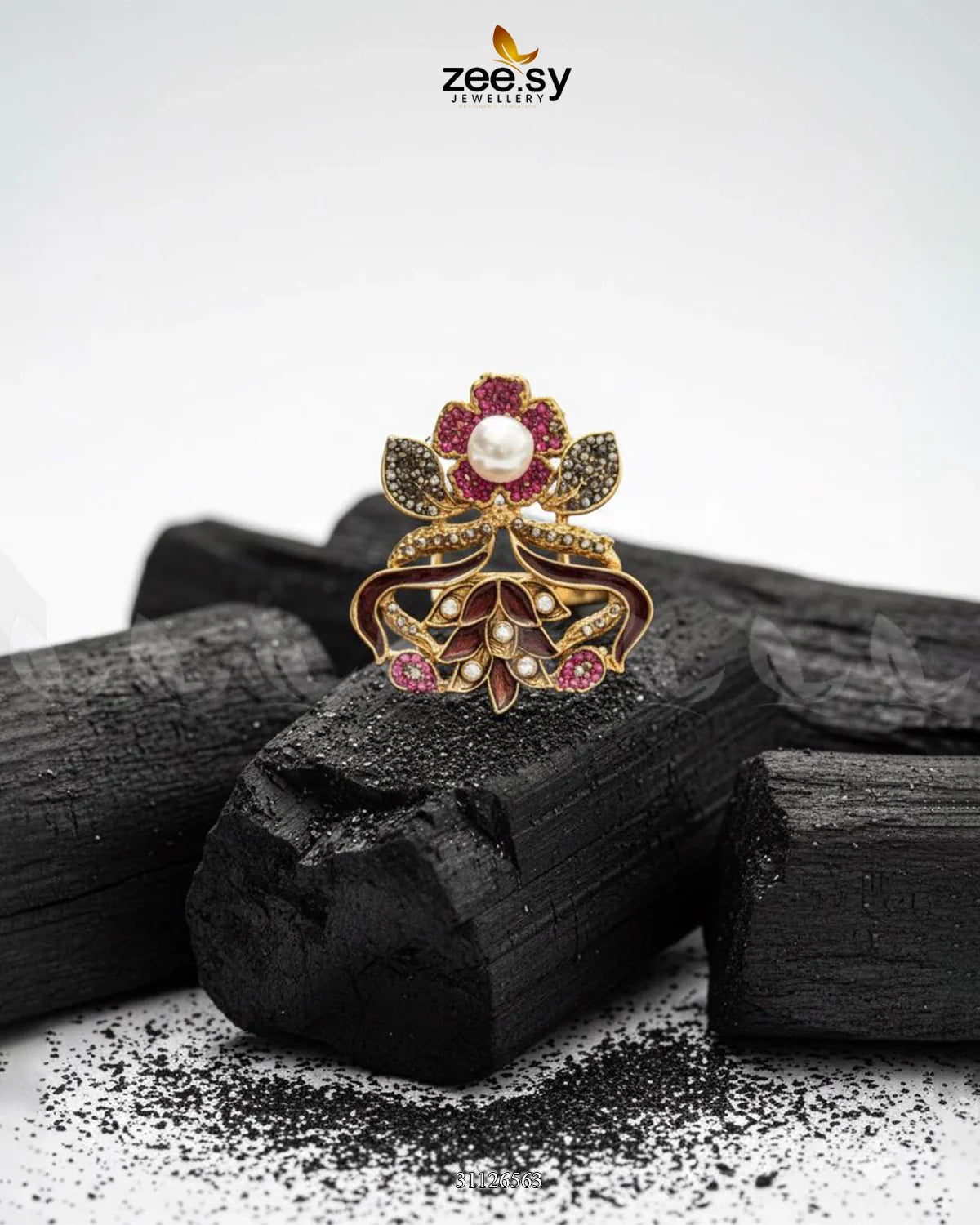Delightful Floral Crystal Pave Ring - Zeesy Jewellery