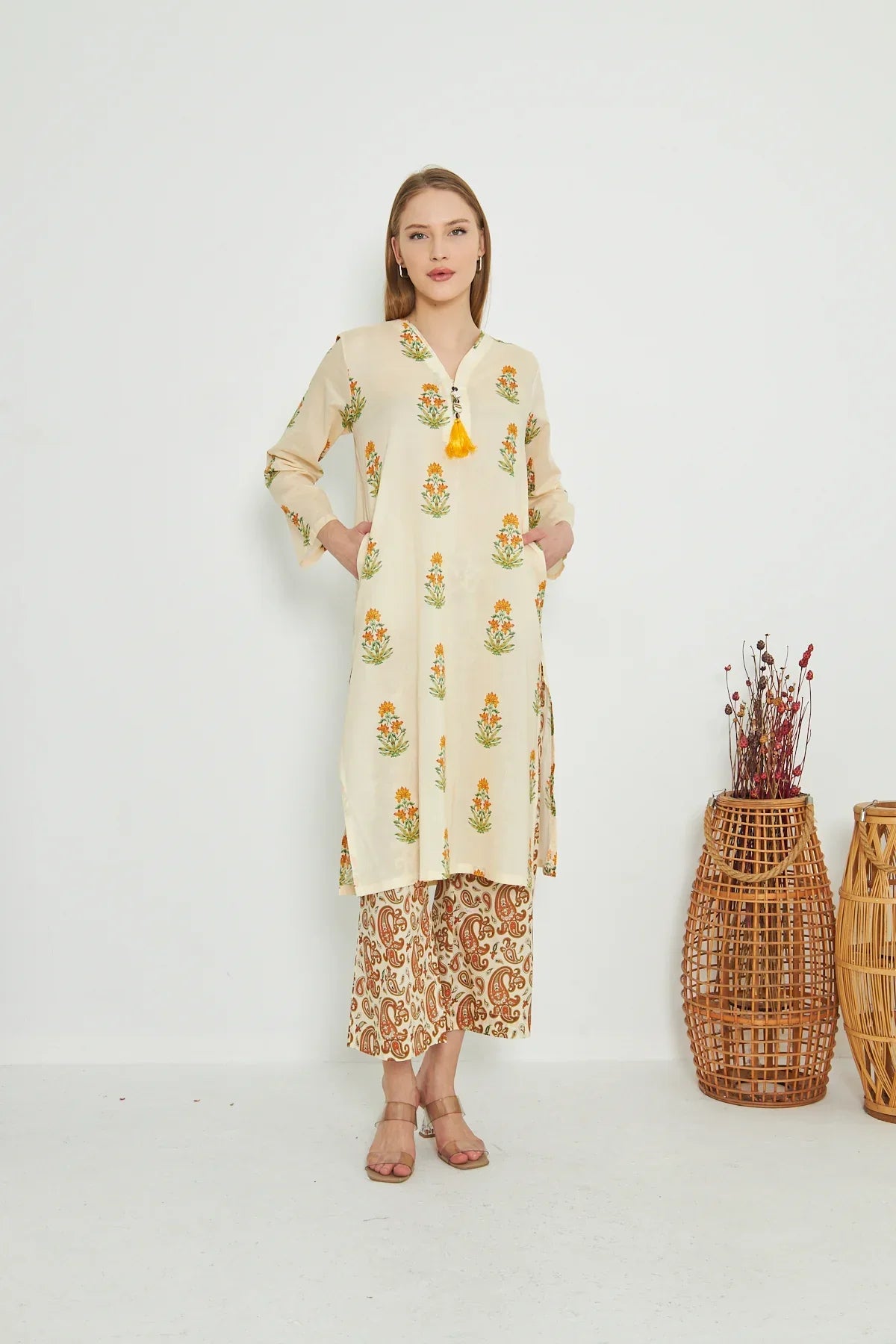 Dhaga Stitched 2 Piece Cambric Collection'2025-matching separate 0035