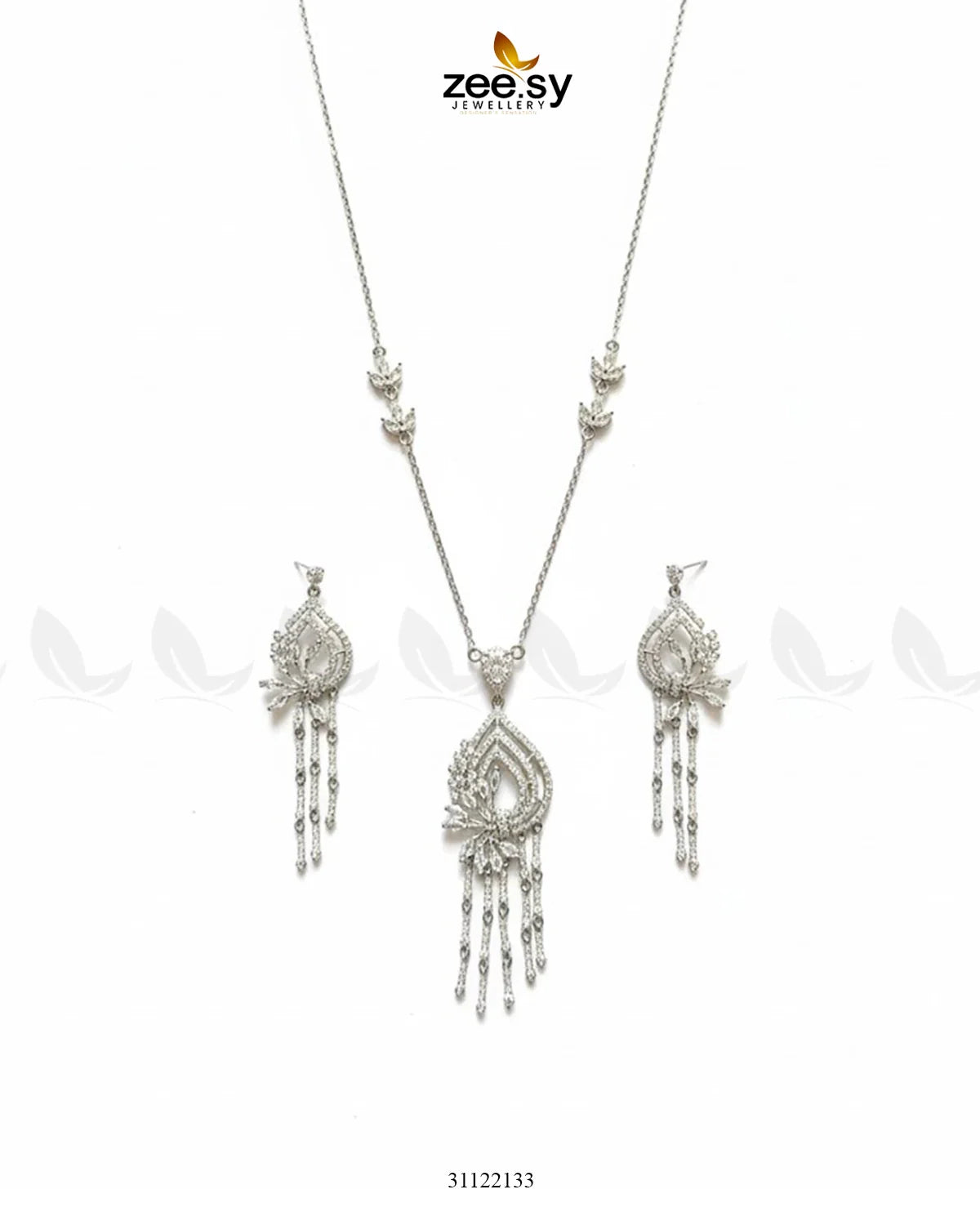 Diamond Lantern Drop Necklace Set - Zeesy Jewellery