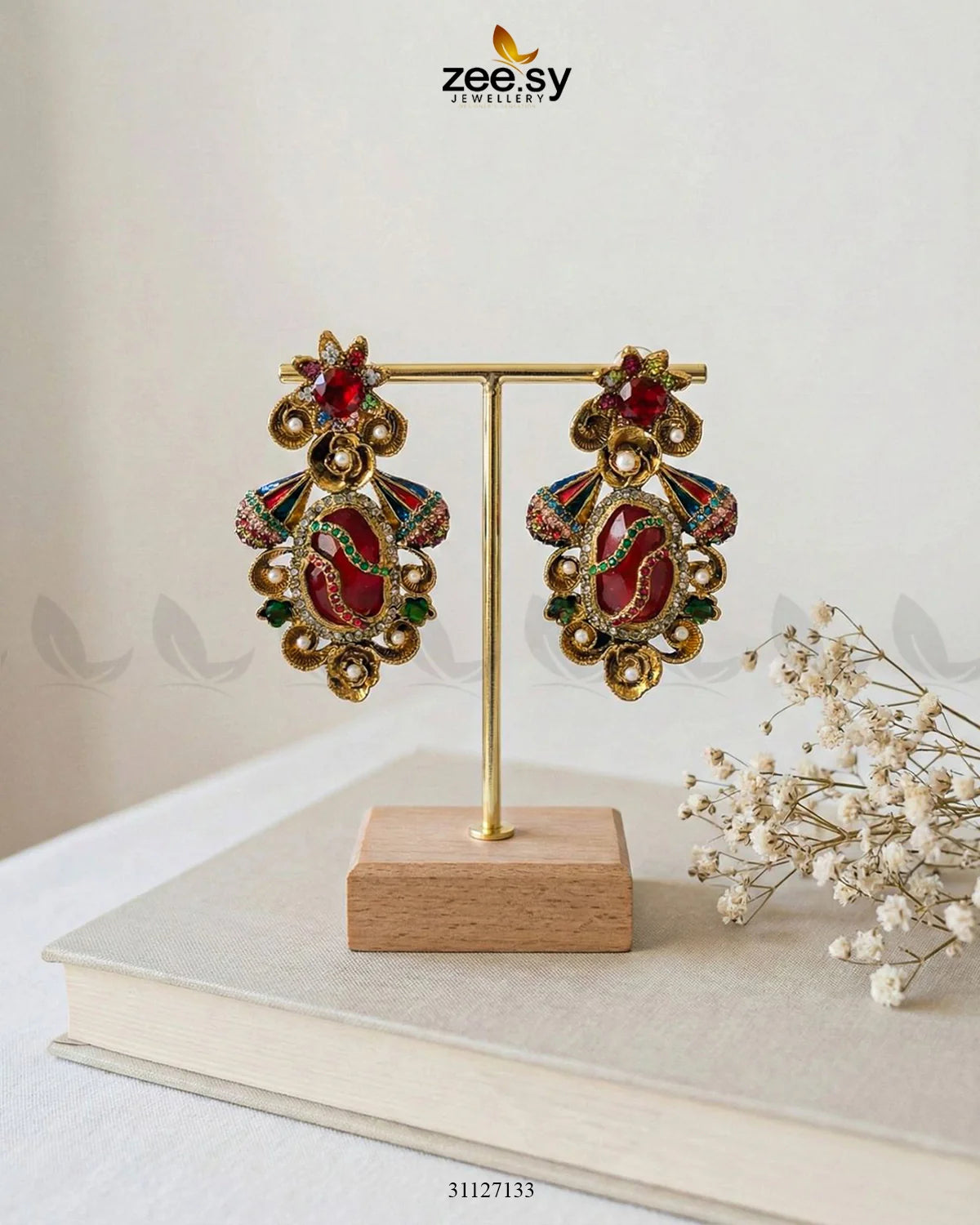Diana Ruby Beads Earrings - Zeesy Jewellery