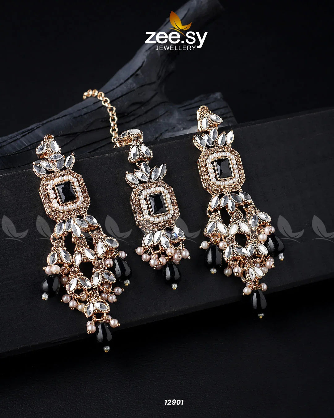 Dictamnus Earrings Golden Black - Zeesy Jewellery