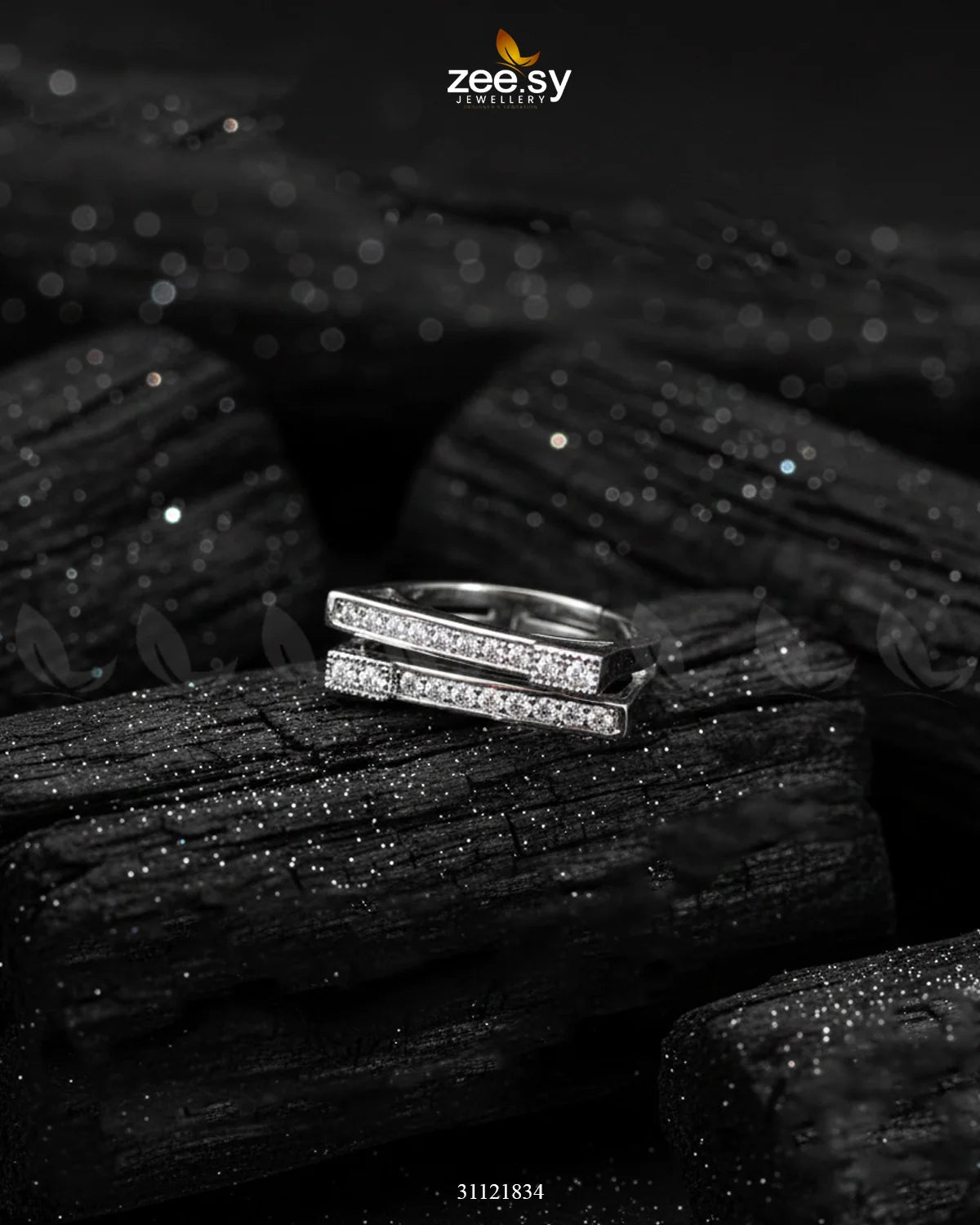 Double Trouble Cluster Pave Ring Silver - Zeesy Jewellery