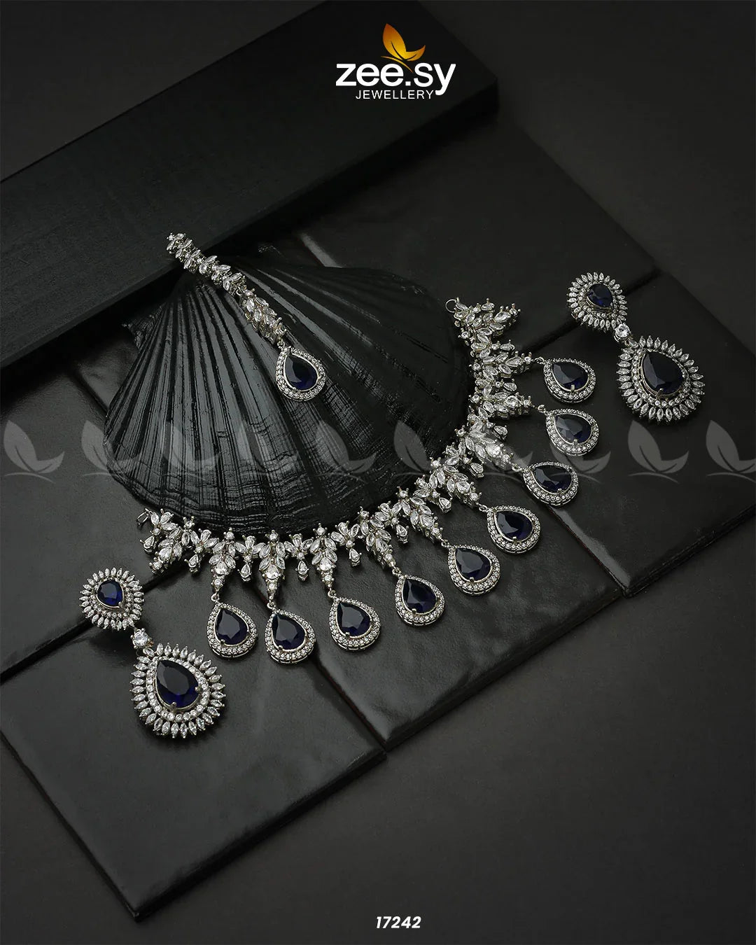 Drop Cut Necklace Blue - Zeesy Jewellery