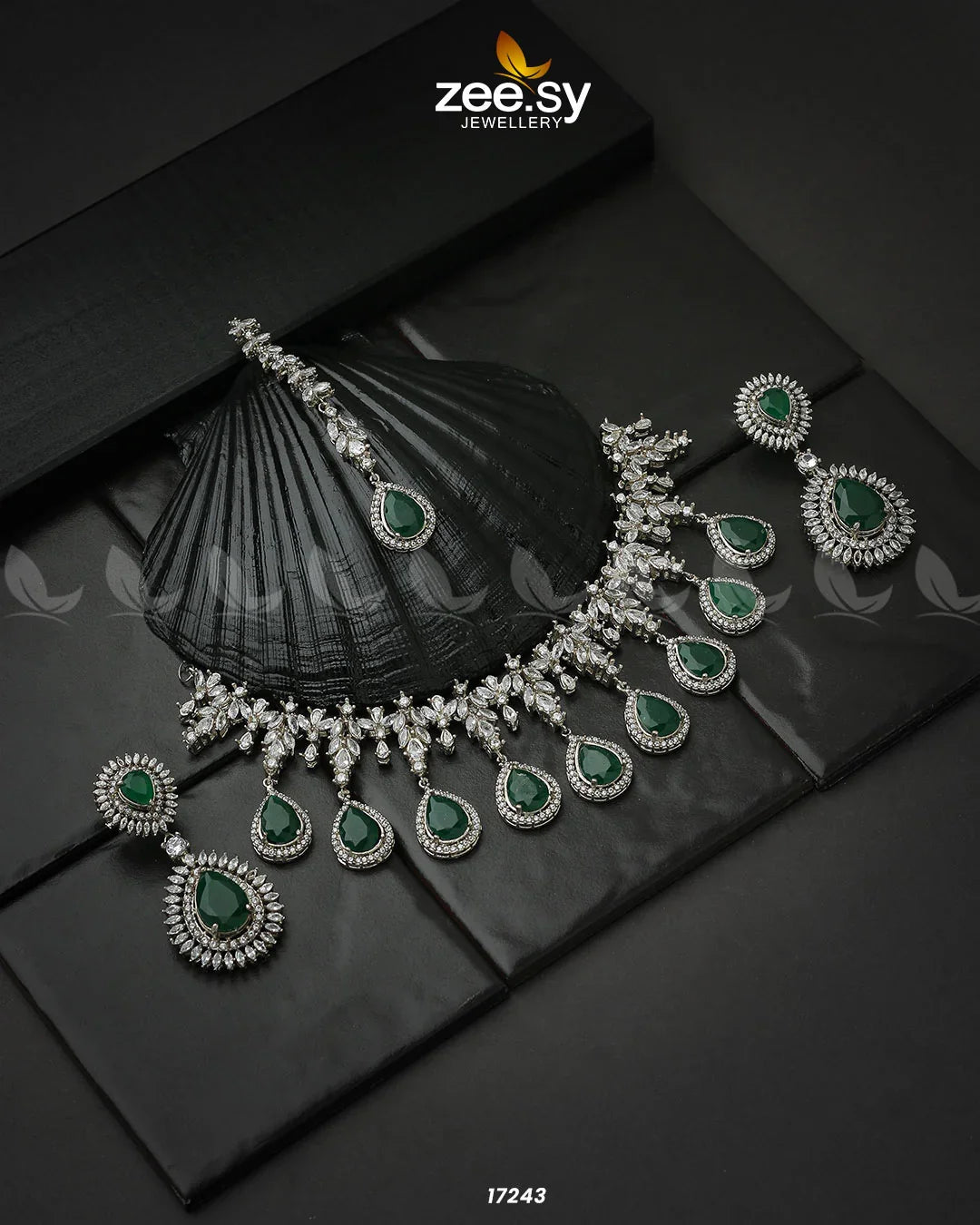 Drop Cut Necklace Green - Zeesy Jewellery