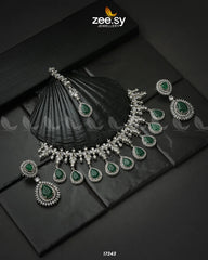 Drop Cut Necklace Green - Zeesy Jewellery