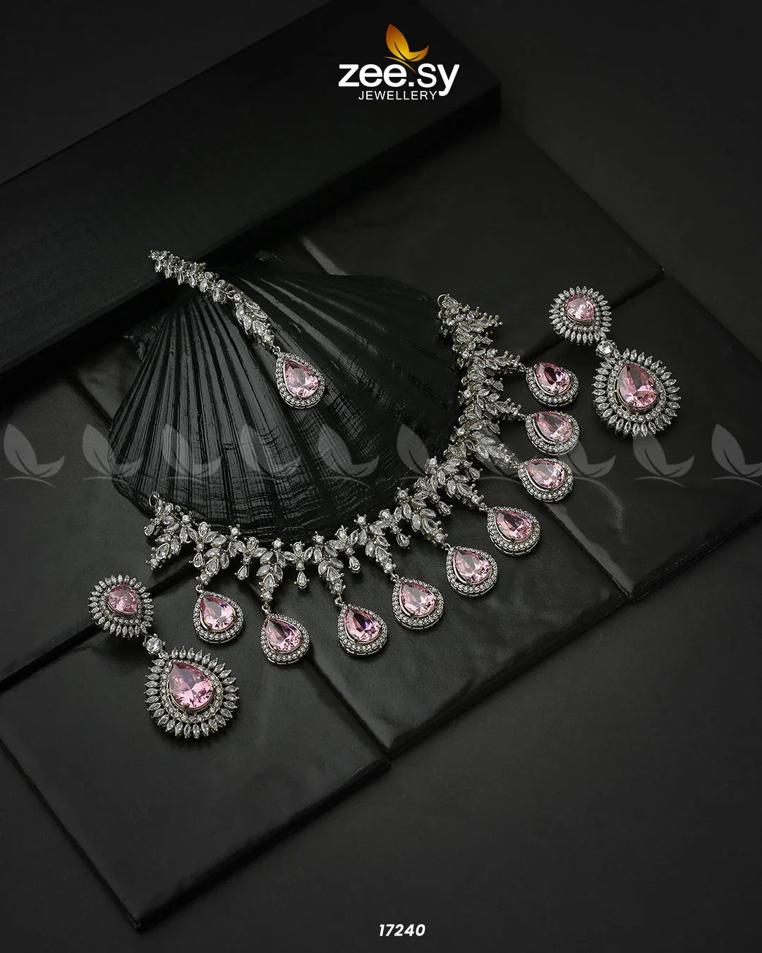 Drop Cut Necklace Pink - Zeesy Jewellery