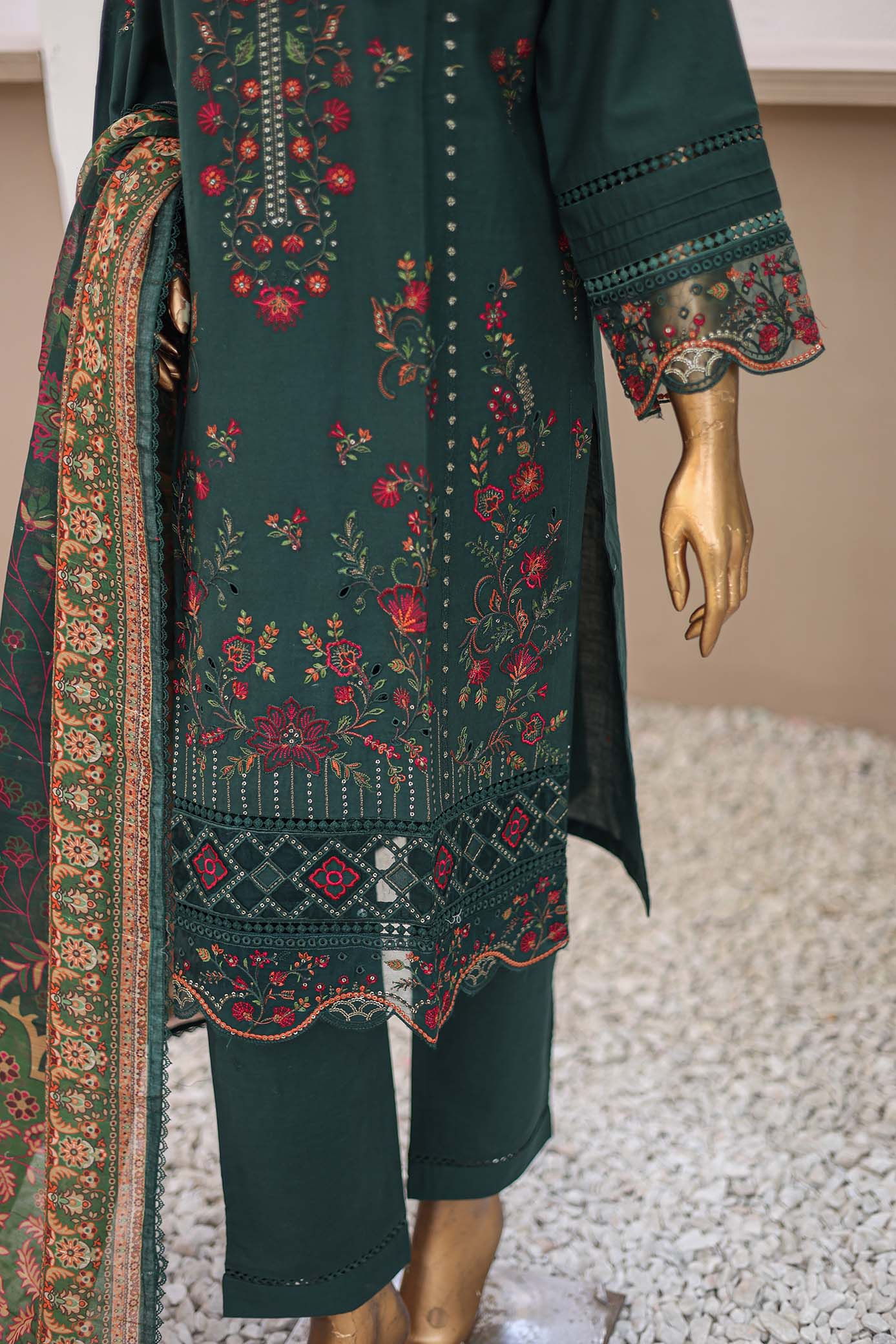 3 PC ? Teal - Festive Embroidered