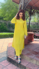 Manahils Stitched Threaded Love  Yellow