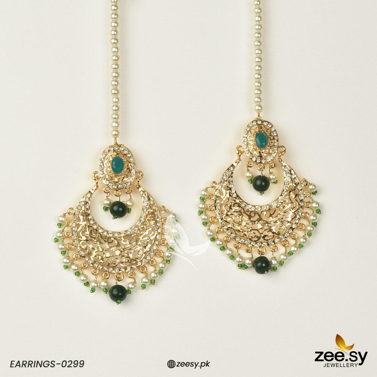 EARRINGS-0299 Pearl Green - Zeesy Jewellery