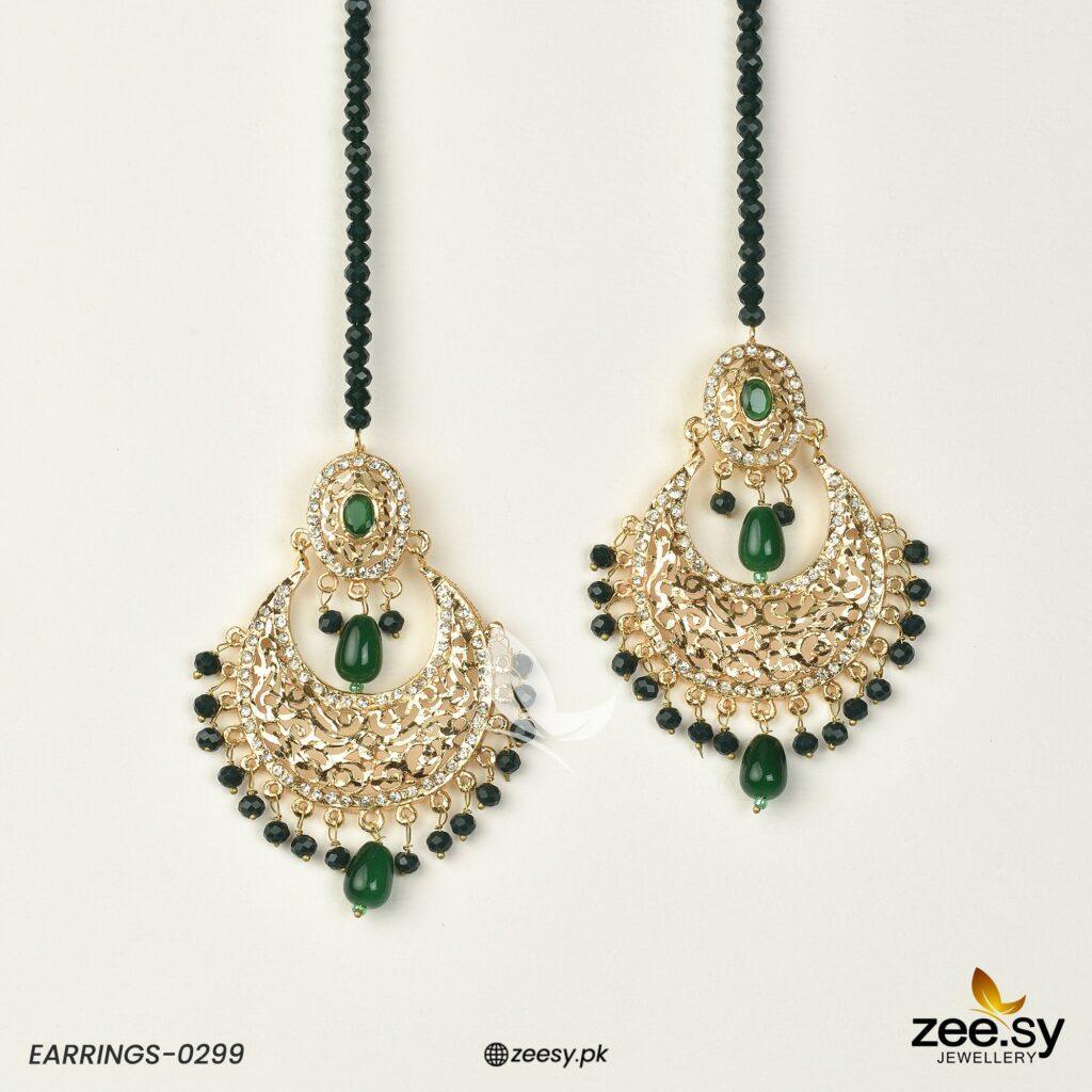 EARRINGS-0299 Green - Zeesy Jewellery