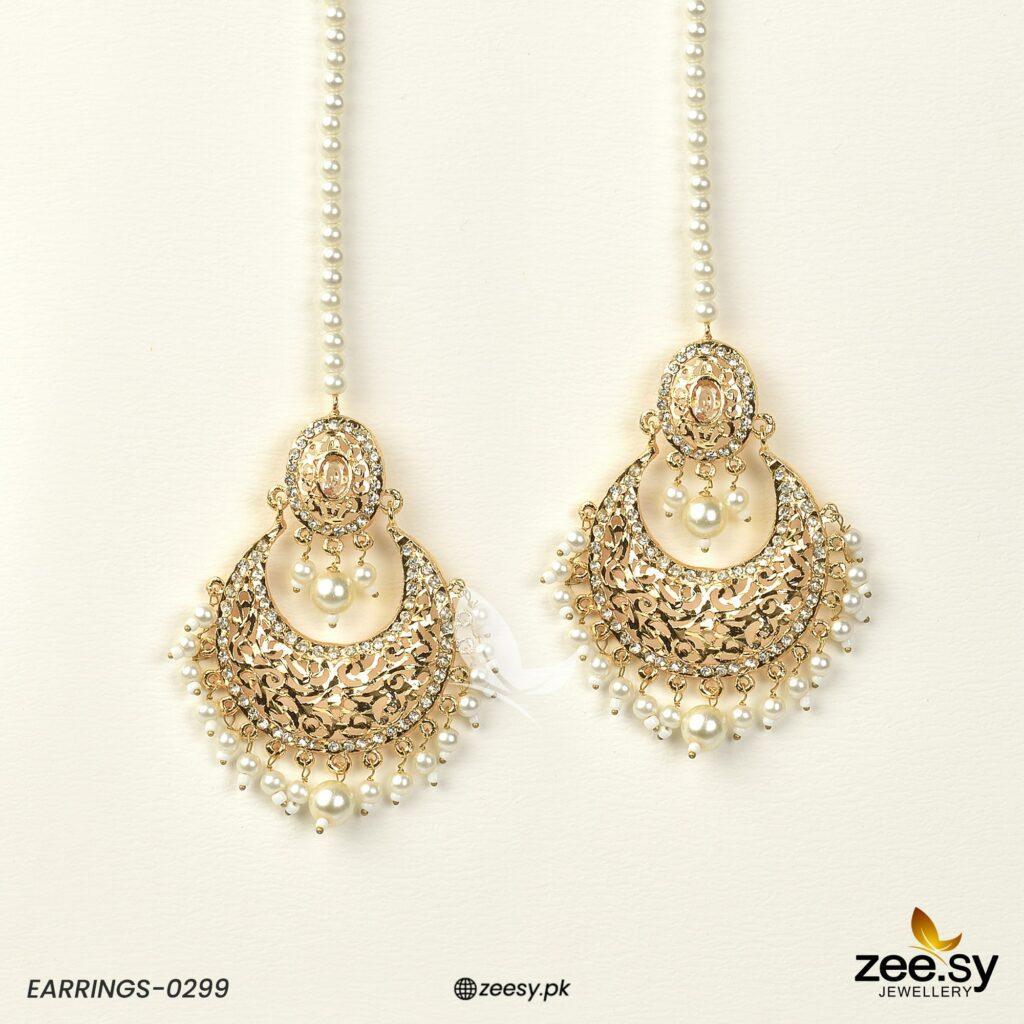 EARRINGS-0299 Pearl - Zeesy Jewellery