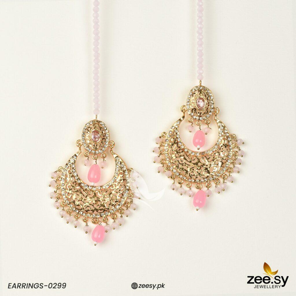 EARRINGS-0299 Pink - Zeesy Jewellery