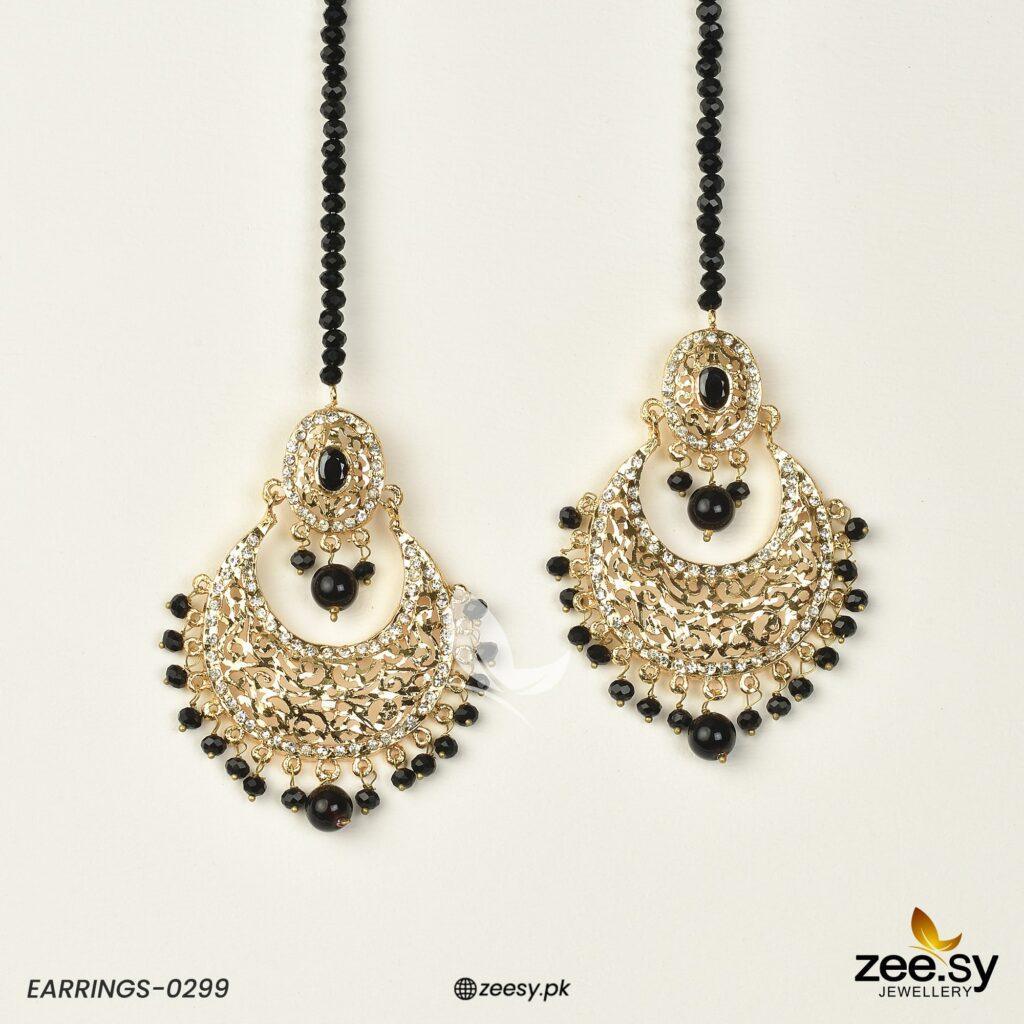 EARRINGS-0299 Black - Zeesy Jewellery