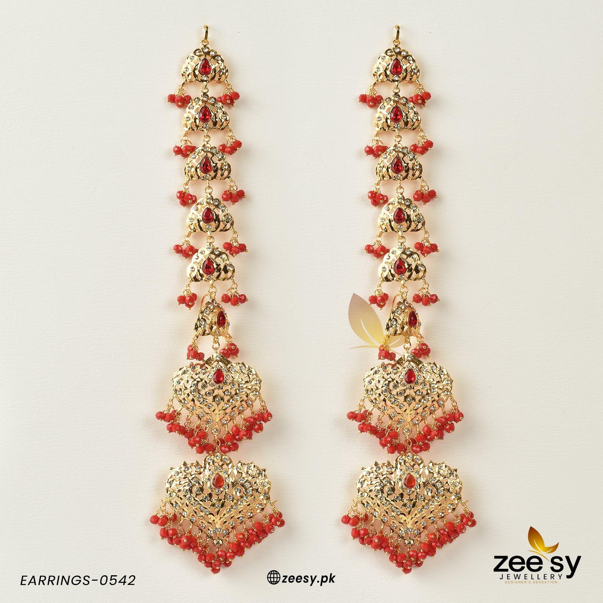 EARRINGS-0542 Full Red - Zeesy Jewellery