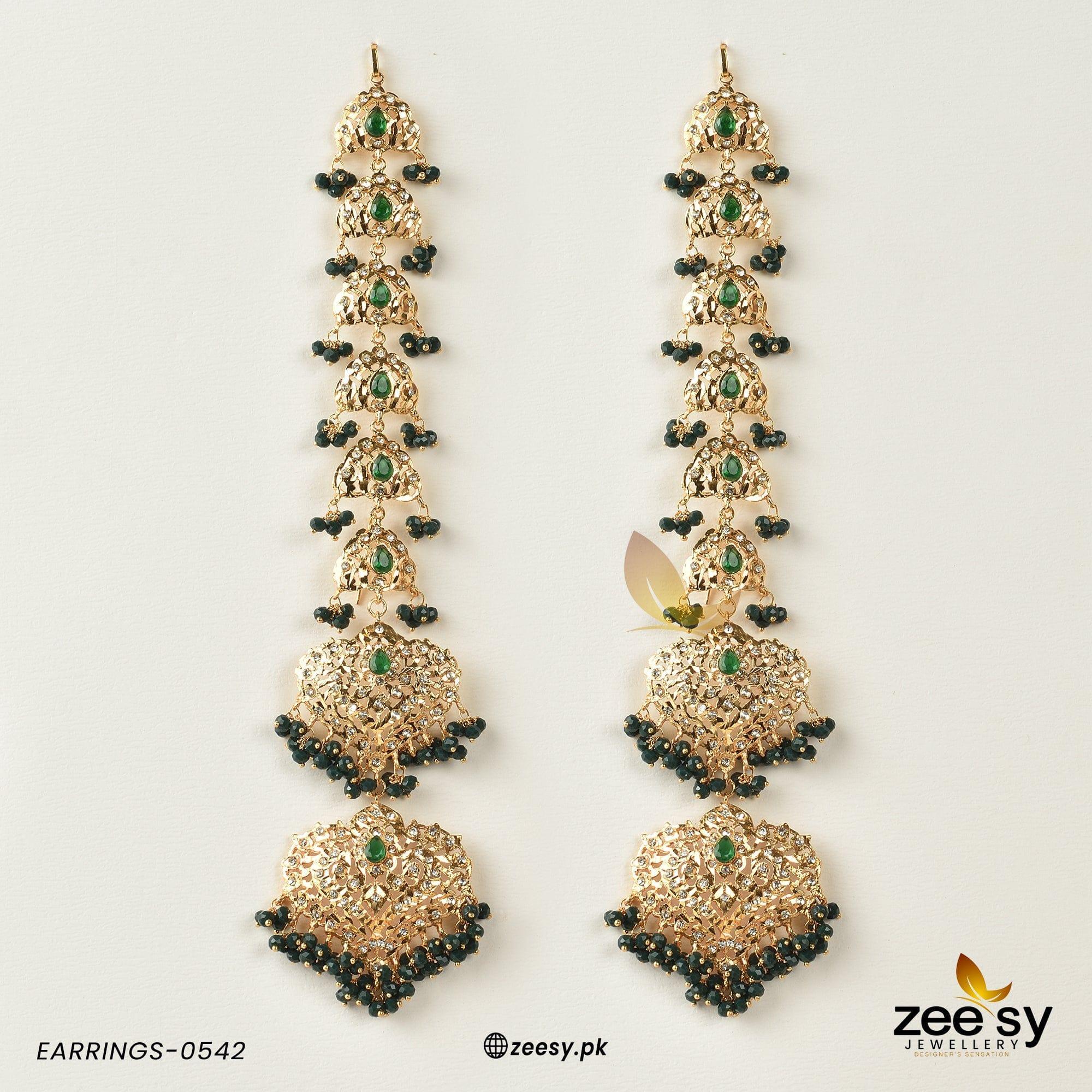 EARRINGS-0542 Green - Zeesy Jewellery