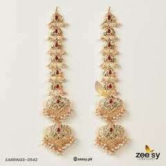EARRINGS-0542 Red Pearl - Zeesy Jewellery
