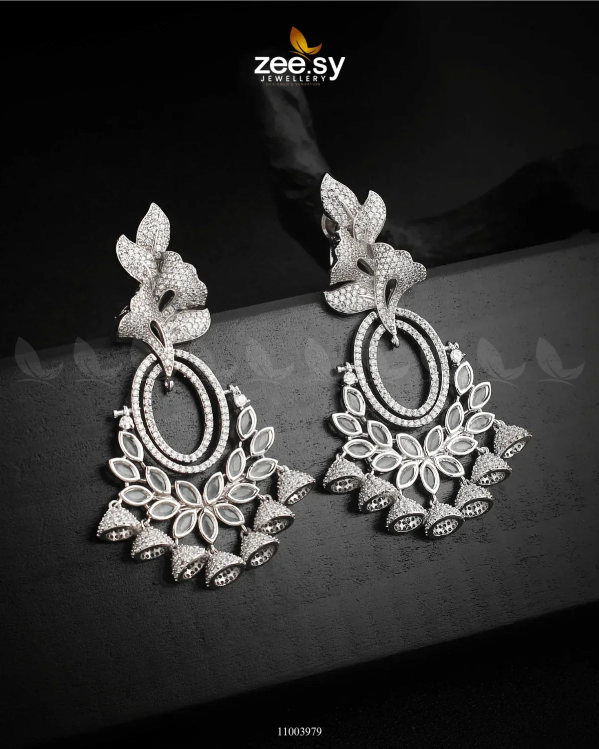 EARRINGS-0561 Silver White - Zeesy Jewellery