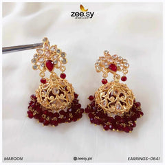 EARRINGS-0641 Maroon - Zeesy Jewellery