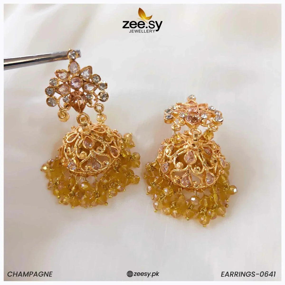 EARRINGS-0641 Champagne - Zeesy Jewellery