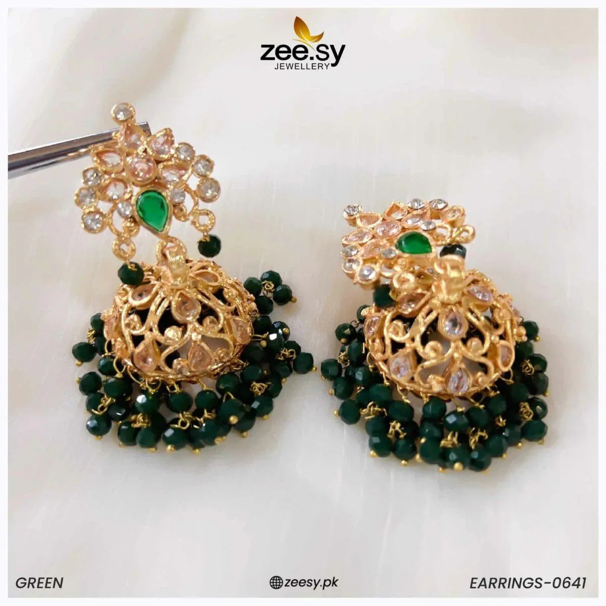 EARRINGS-0641 Green - Zeesy Jewellery