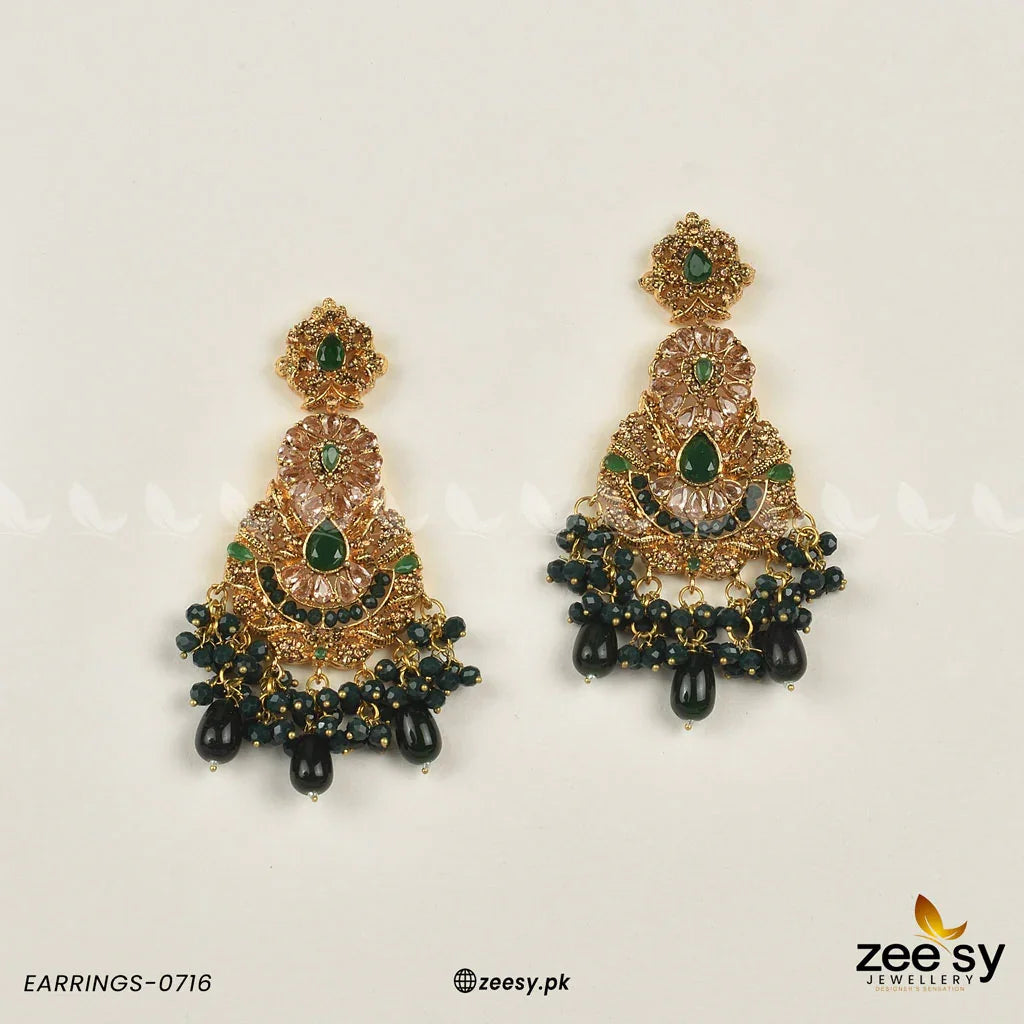 EARRINGS-0716 Green - Zeesy Jewellery