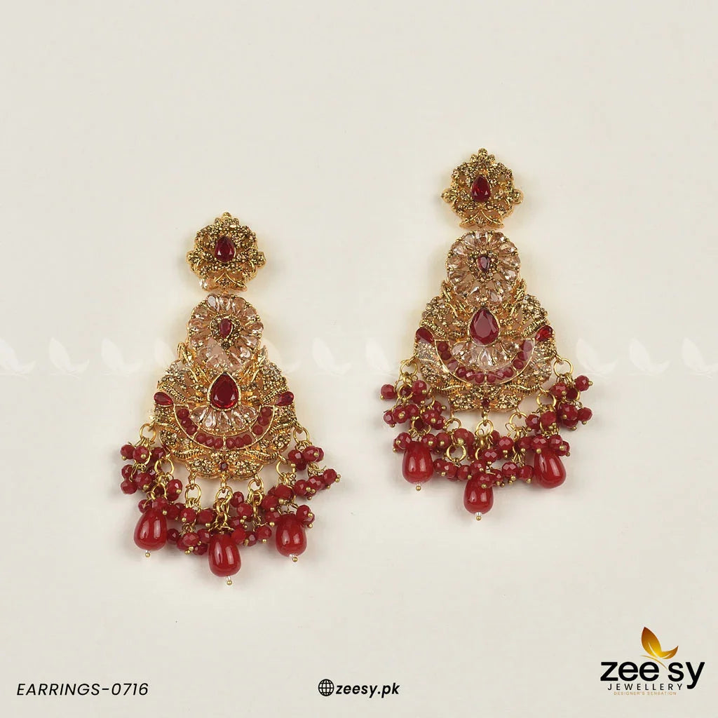 EARRINGS-0716 Red - Zeesy Jewellery